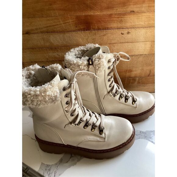 Circus By Sam Edelman Womens Sanders 2 Lace Up Boots Sz 8.5 Ivory - Picture 7 of 12